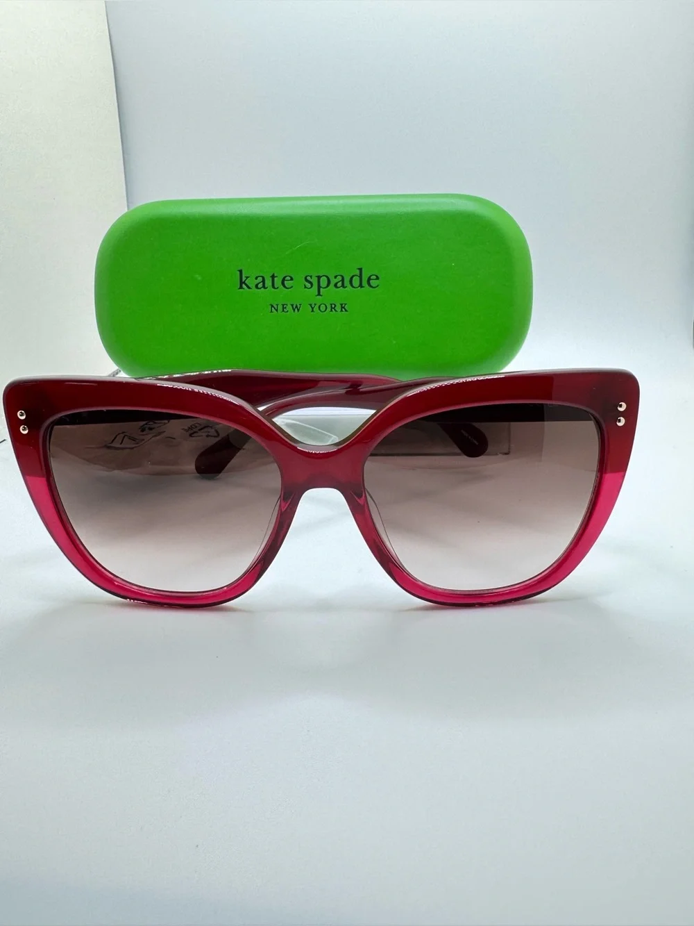 Kate Spade KIYANNA/S LHF Cat Eye Sunglasses Burgundy Crystal/Brown Gradient NWT